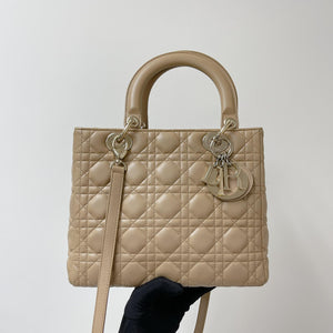 Lady Dior Lambskin Medium Beige GHW