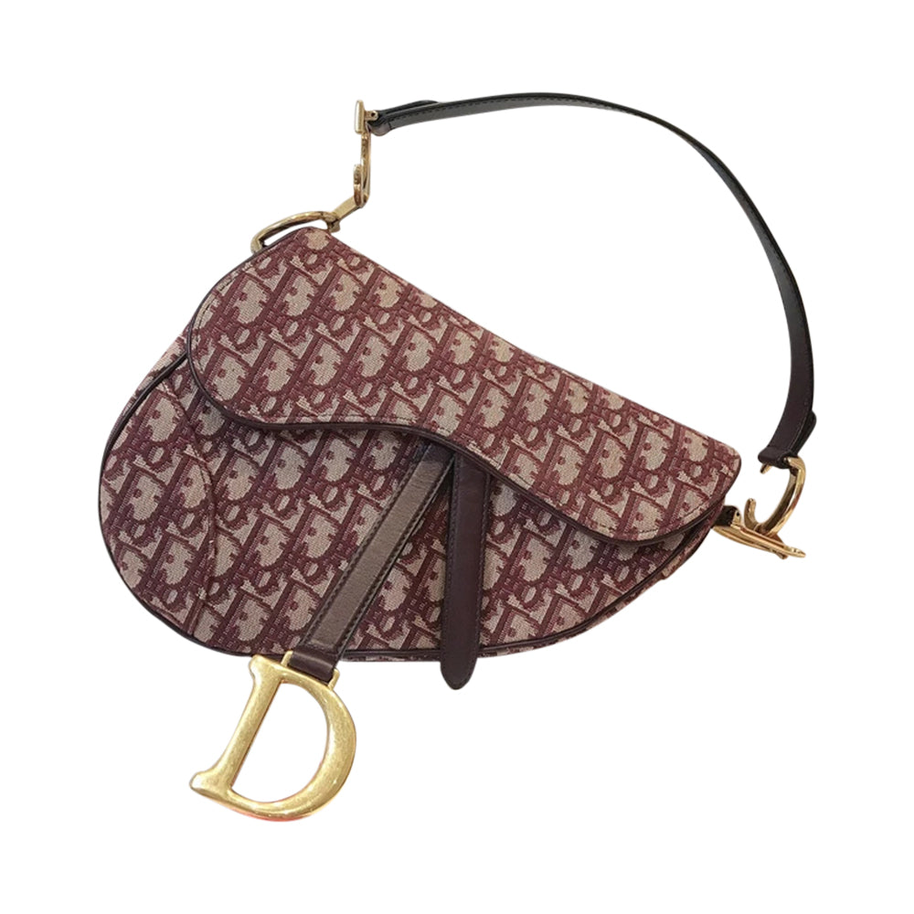 Oblique saddle bag burgundy Medium