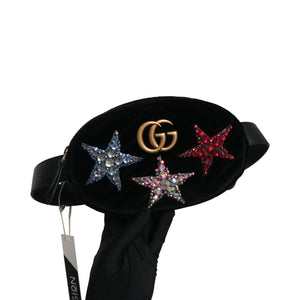 Velvet Matelasse Crystal Star GG Marmont Belt Bag