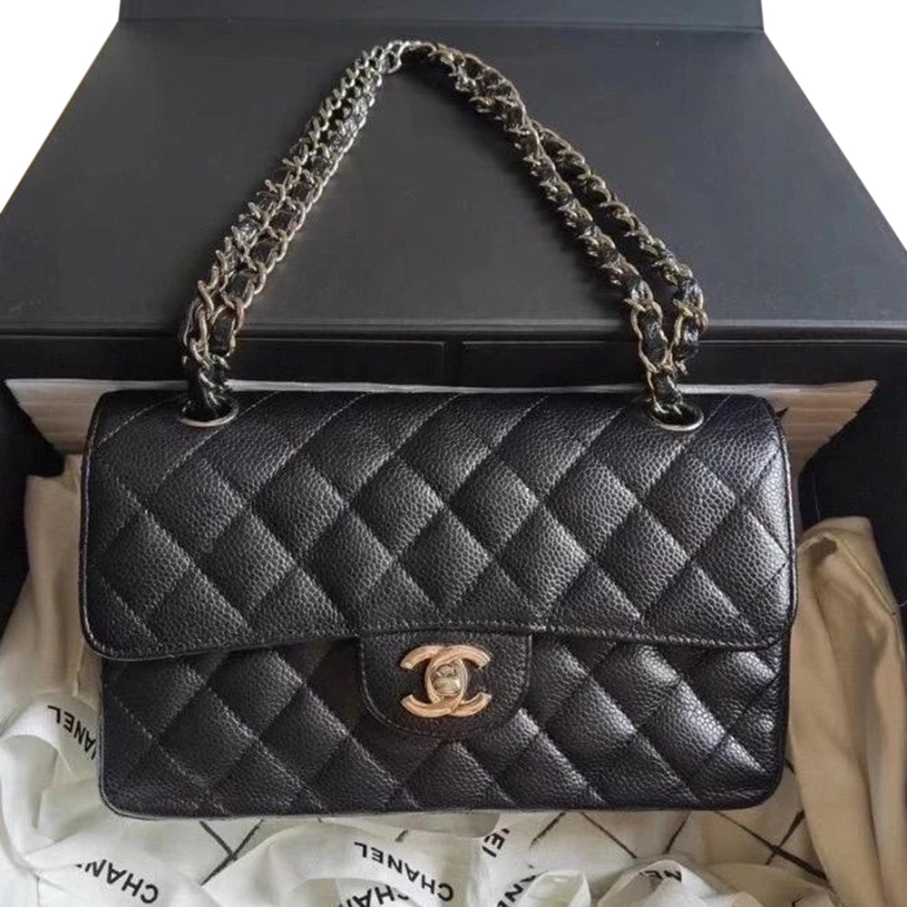 Chanel Black Quilted Caviar Small Classic Double Flap Bag