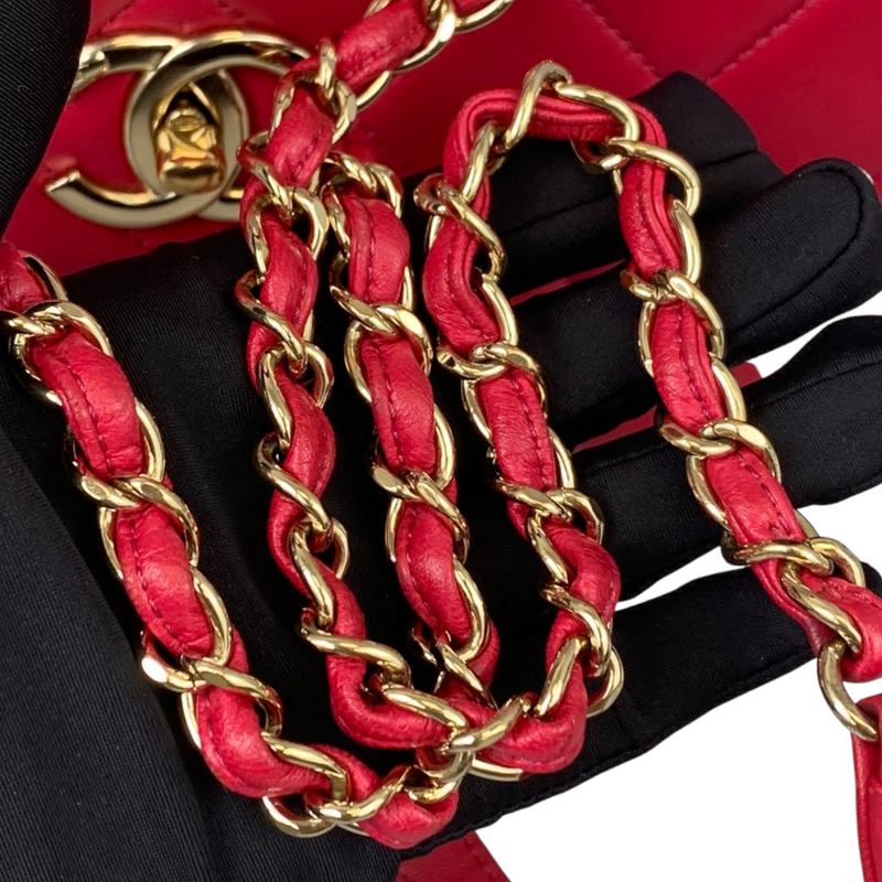 Small Trendy CC Lambskin Red GHW