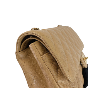 Classic Double Flap Caviar Medium Dark Beige GHW