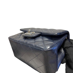 Classic Flap Square Mini Lambskin Dark Blue SHW