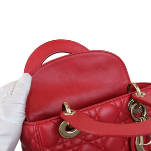 Small My Lady Dior Lucky Badges Lambskin Red GHW