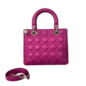 Cannage Lambskin Lady Dior Medium Magenta SHW