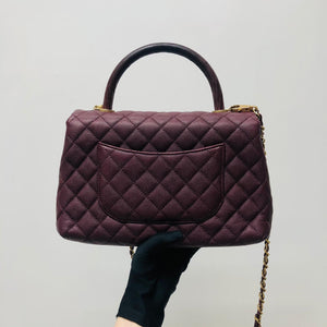 Burgundy Caviar Quilted Medium Coco Handle Flap