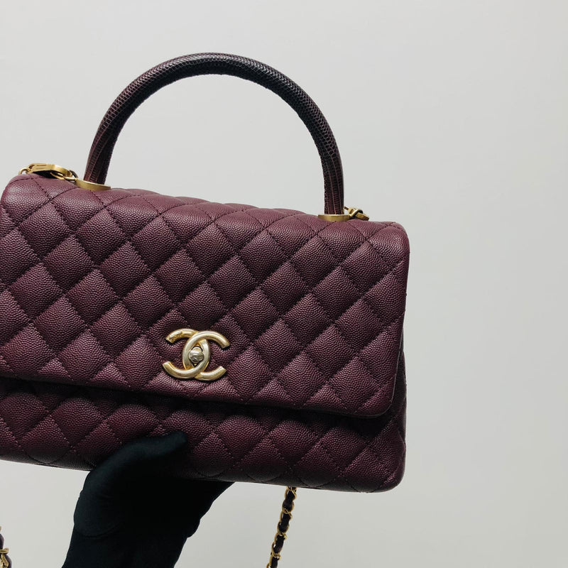 Burgundy Caviar Quilted Medium Coco Handle Flap