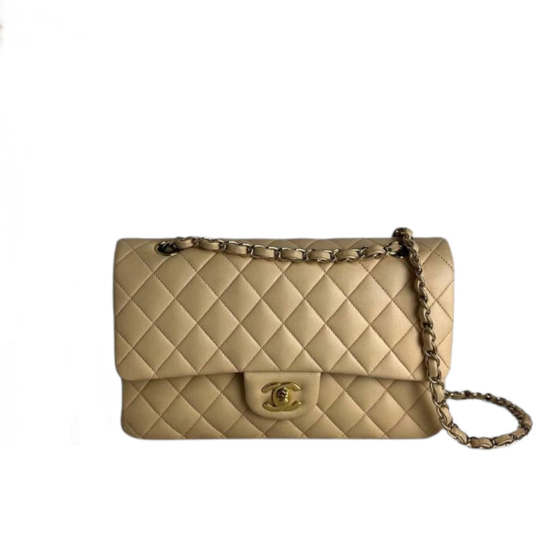 Classic Flap Medium Lambskin Beige GHW