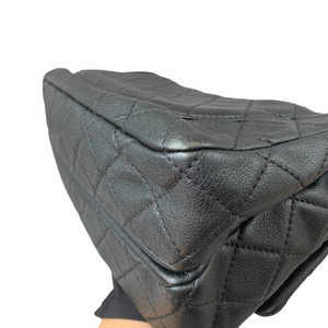 Quilted Double Gusset Washed Caviar black SHW