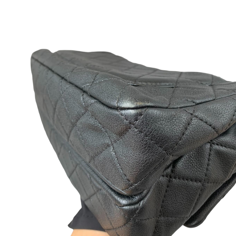 Quilted Double Gusset Washed Caviar black SHW