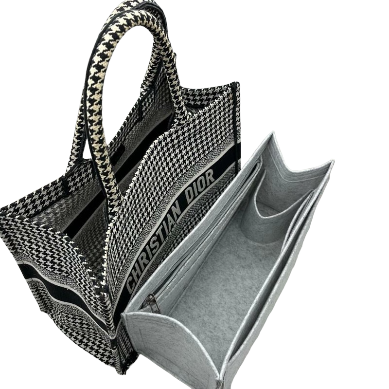Medium Dior Book Tote Houndstooth Embroidery