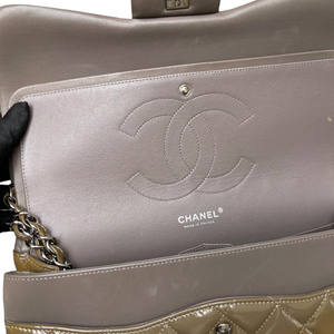 Jumbo Double Flap Patent Taupe SHW