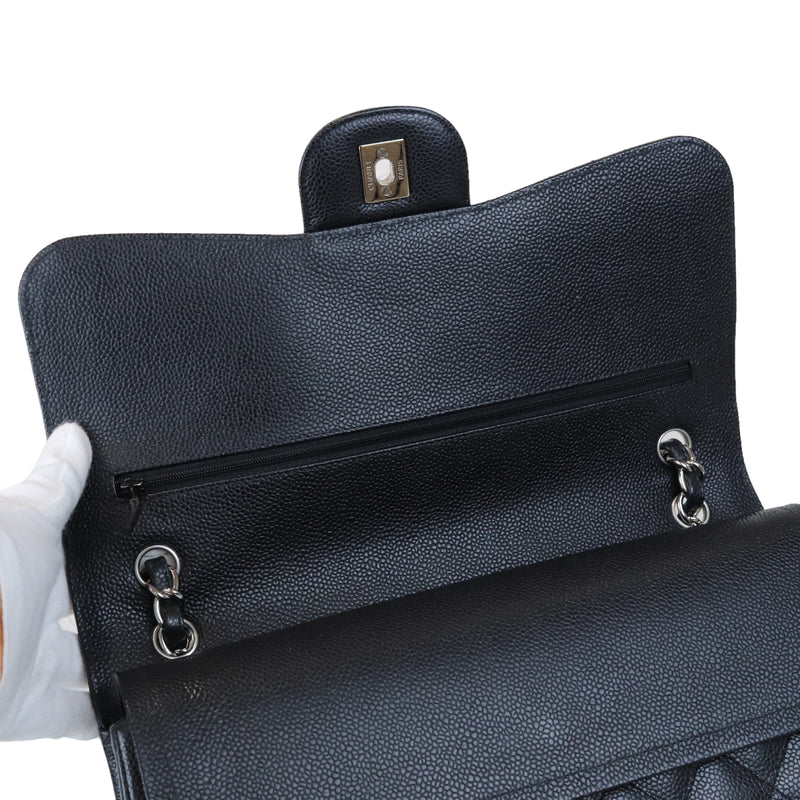 Classic Double Flap Jumbo Black Caviar SHW