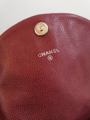 Crossbody Half Moon Flap Dark Red Caviar Leather with SHW