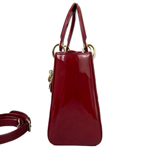 Medium Lady Dior Cannage Patent Red GHW