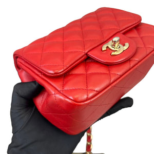 Classic Flap Square Mini Lambskin Red GHW