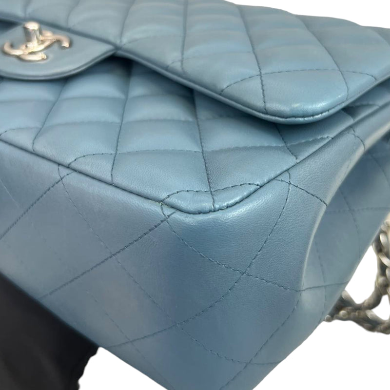 Classic Double Flap Lambskin Jumbo Blue SHW