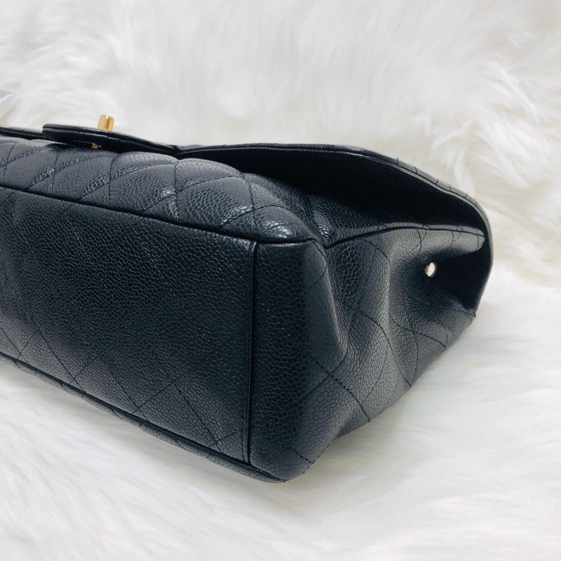 Single Flap Maxi in Black Caviar Leather with GHW