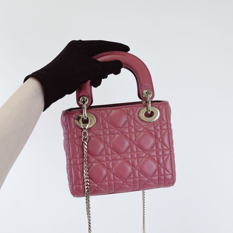 Mini Lady Dior Lambskin Rose Pink SHW