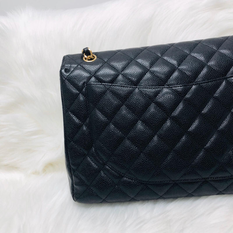 Single Flap Maxi in Black Caviar Leather with GHW