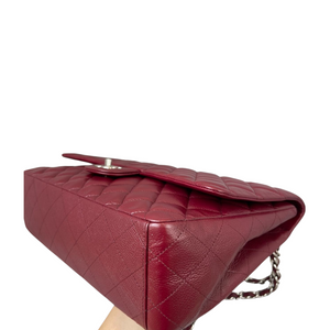 Single Flap Maxi Caviar Maroon SHW