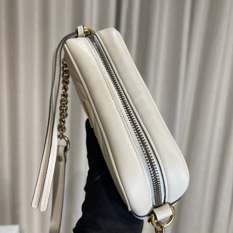 GG Marmont Mini Camera White GHW