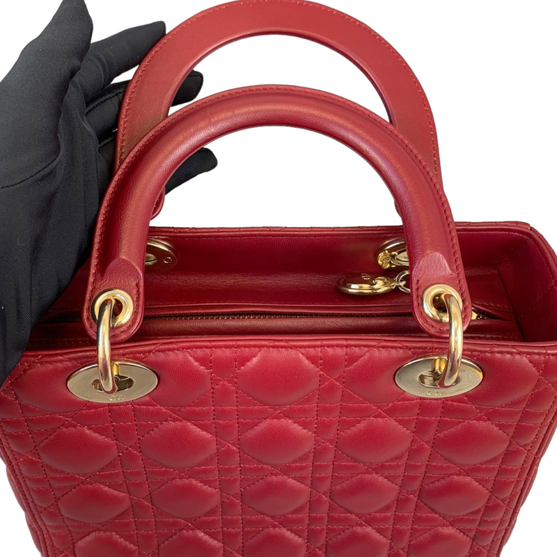 Lady Dior Medium Lambskin Burgundy GHW