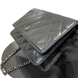 Classic Wallet on Chain Lambskin Black SHW