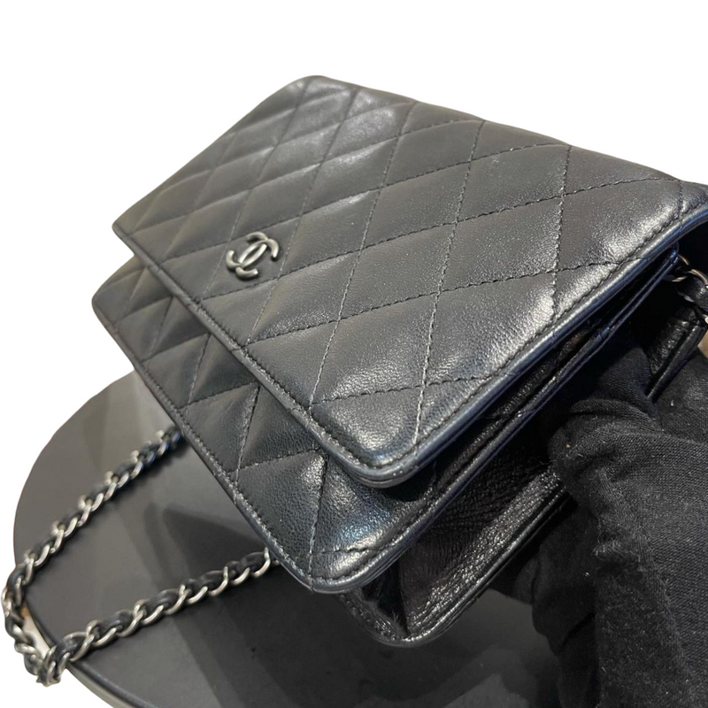 Chanel Classic Wallet on Chain Black Quilted Caviar with silver