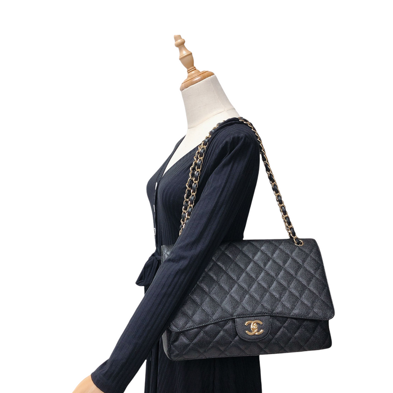 Chanel Black Quilted Caviar Classic Flap Maxi Q6B0270FK6007