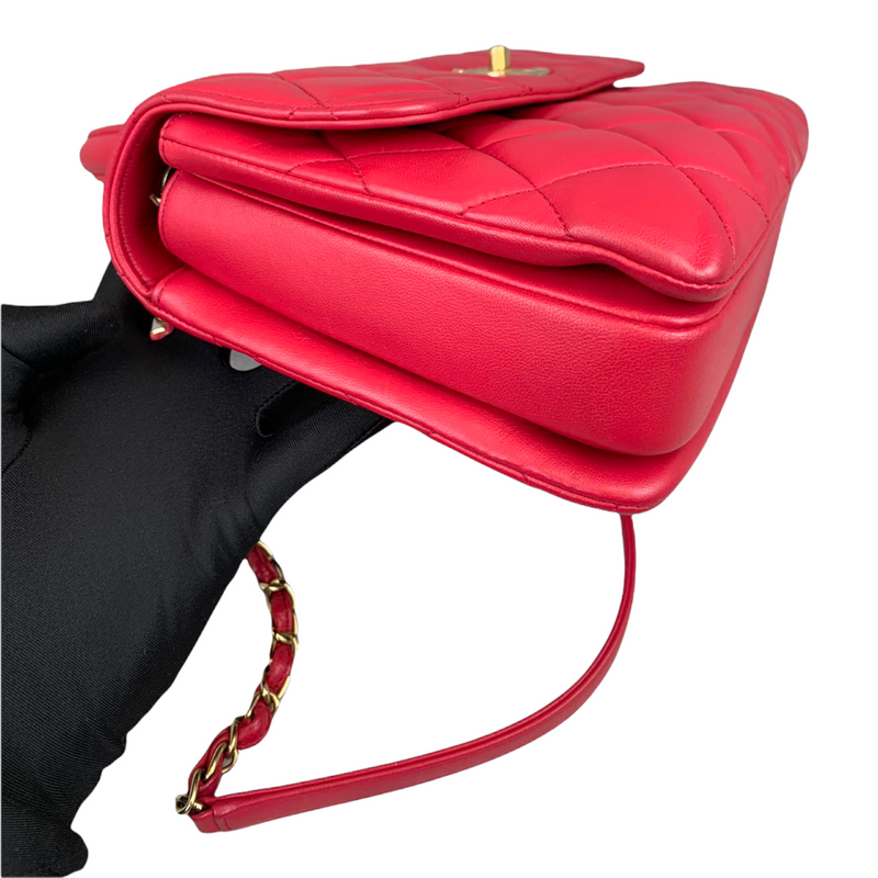 Small Trendy CC Flap Lambskin Red GHW