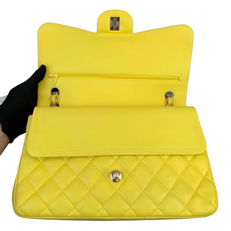 Classic Double Flap Jumbo Lambskin Yellow GHW