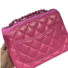 Square Mini Flap Quilted Lambskin Pink SHW