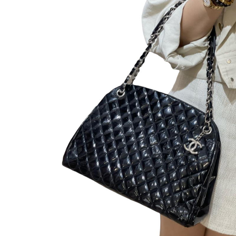 Chanel Large Just Mademoiselle Patent Black SHW