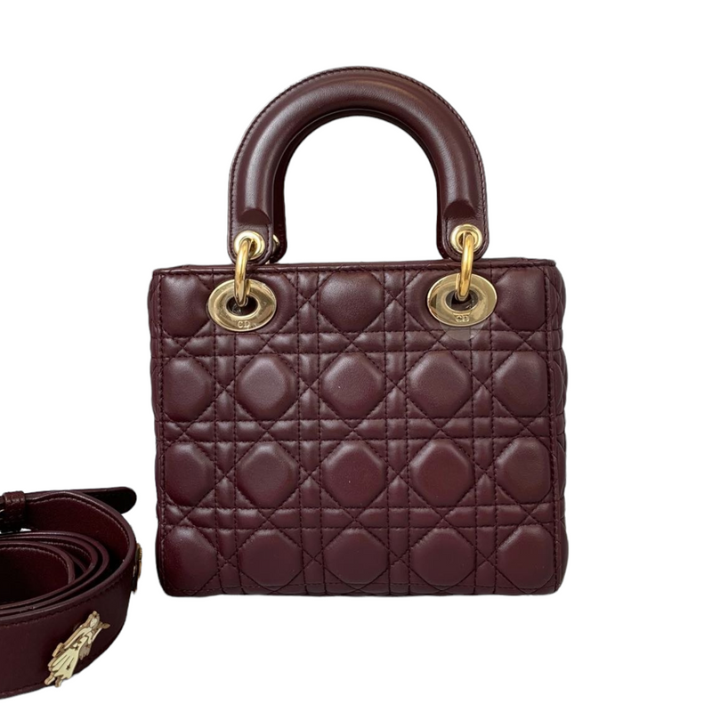 Small My Lady Dior Lucky Badges Lambskin Burgundy GHW