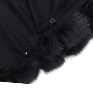 Silver Fox Fur Poncho Black M-L