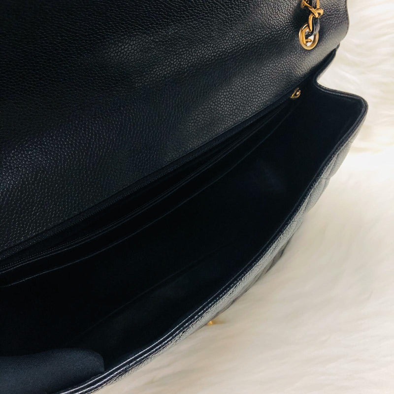 Single Flap Maxi in Black Caviar Leather with GHW