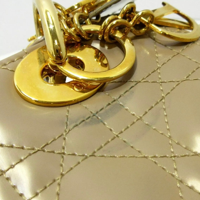 Lady Dior Medium Patent Beige GHW