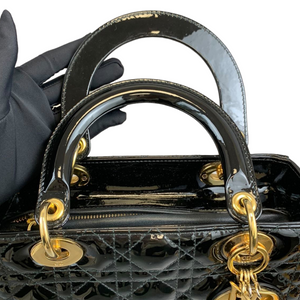 Lady Dior Medium Patent Black GHW