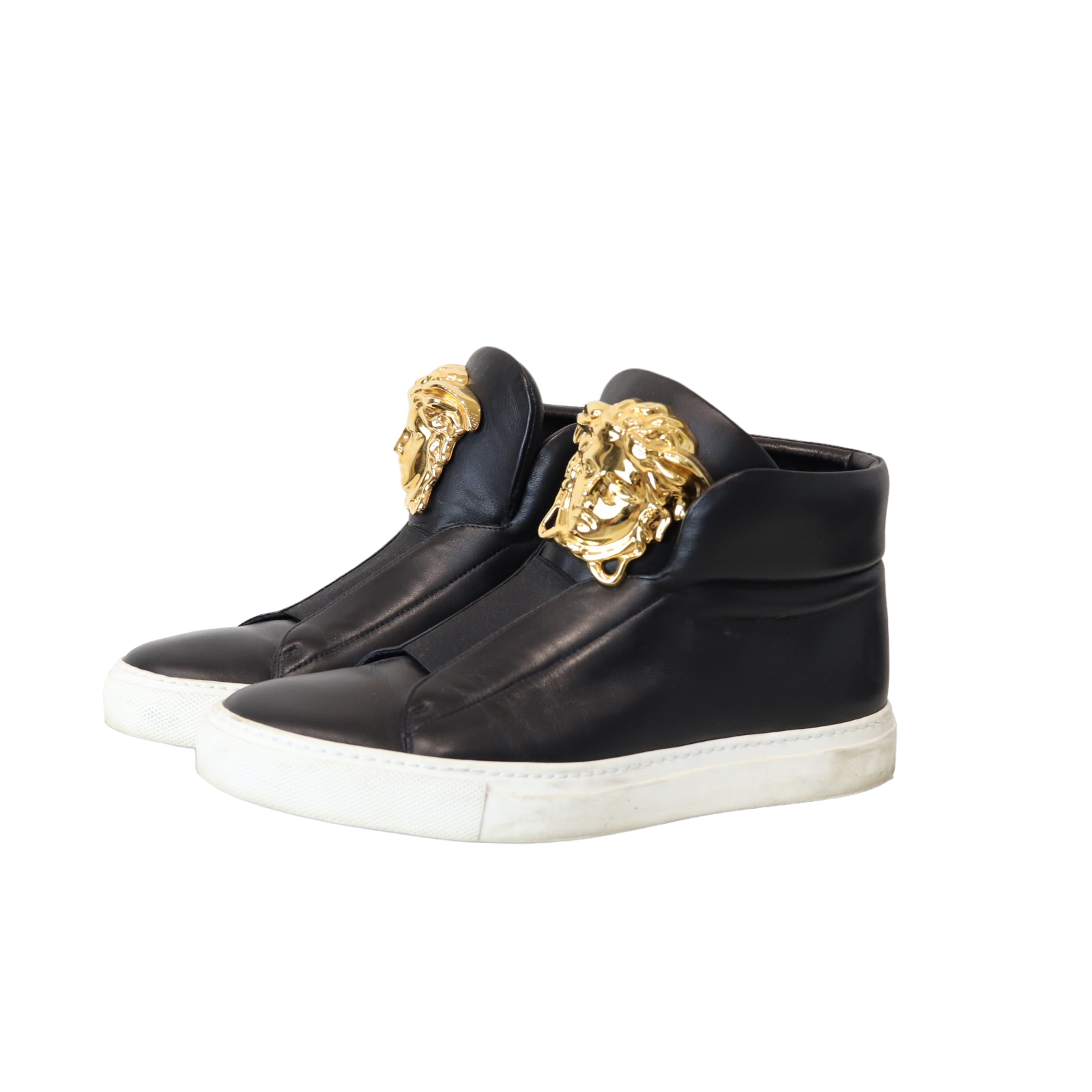 Black versace high top sneakers clearance