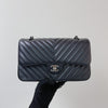 Classic Flap Medium Chevron Caviar Black RHW