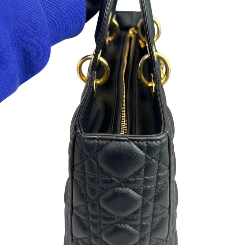 Large Lady Dior Lambskin Black GHW