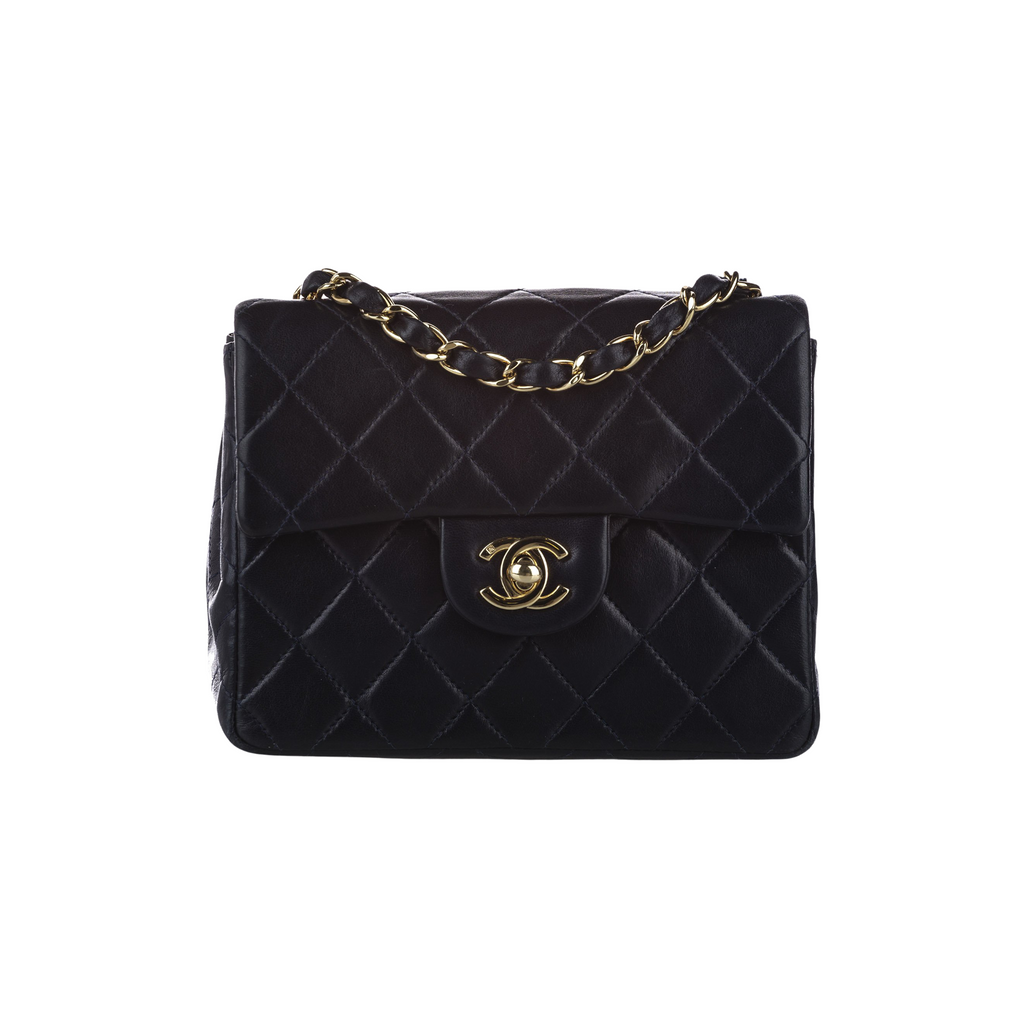 Mini Square Classic Lambskin Black GHW