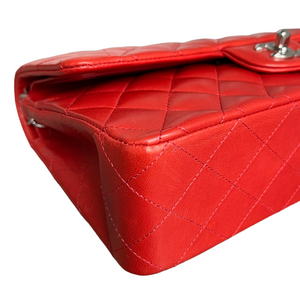 Medium Classic Double Flap Lambskin Red SHW