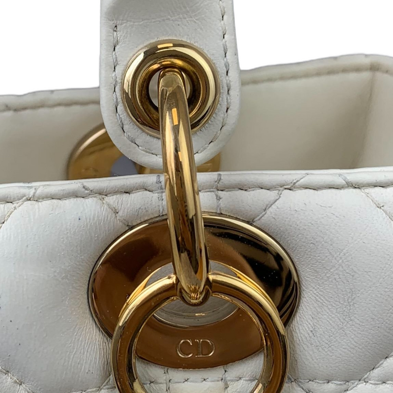 Cannage Lady Dior Medium White GHW