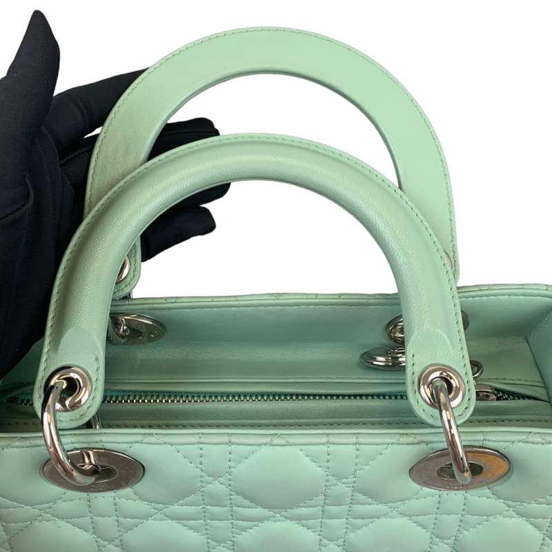 Medium Lady Dior Cannage Aqua SHW