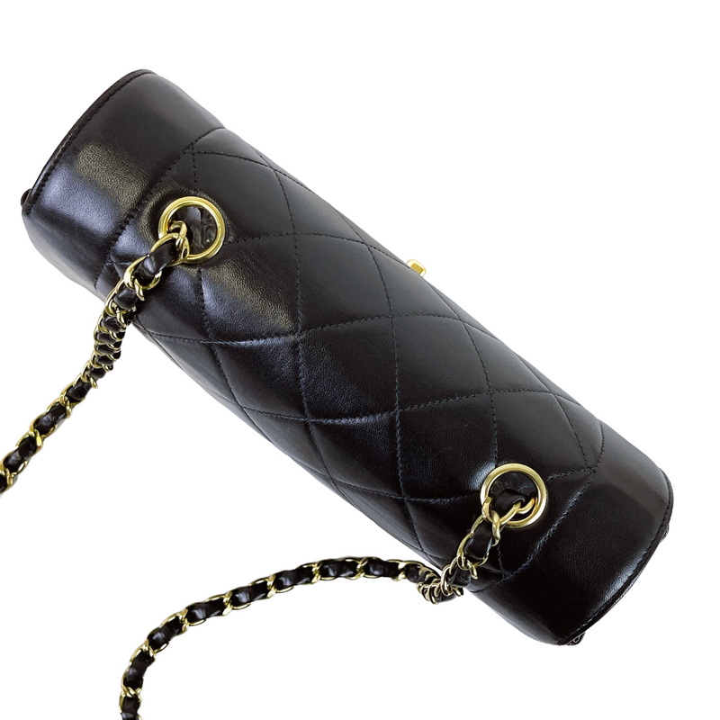 Small Classic Diana flap Black Lambskin GHW