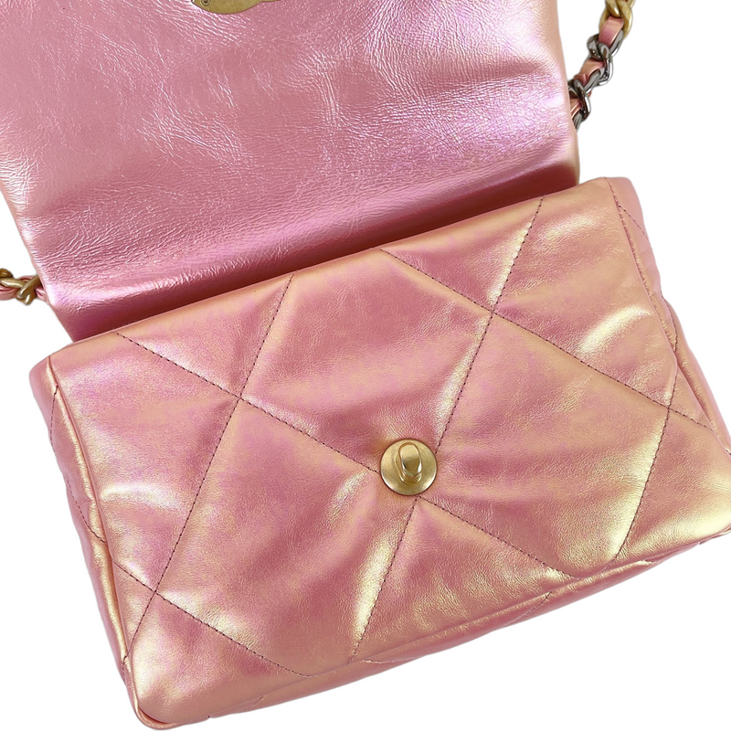 Chanel 19 Iridescent Wallet on Chain WOC Pink 2021