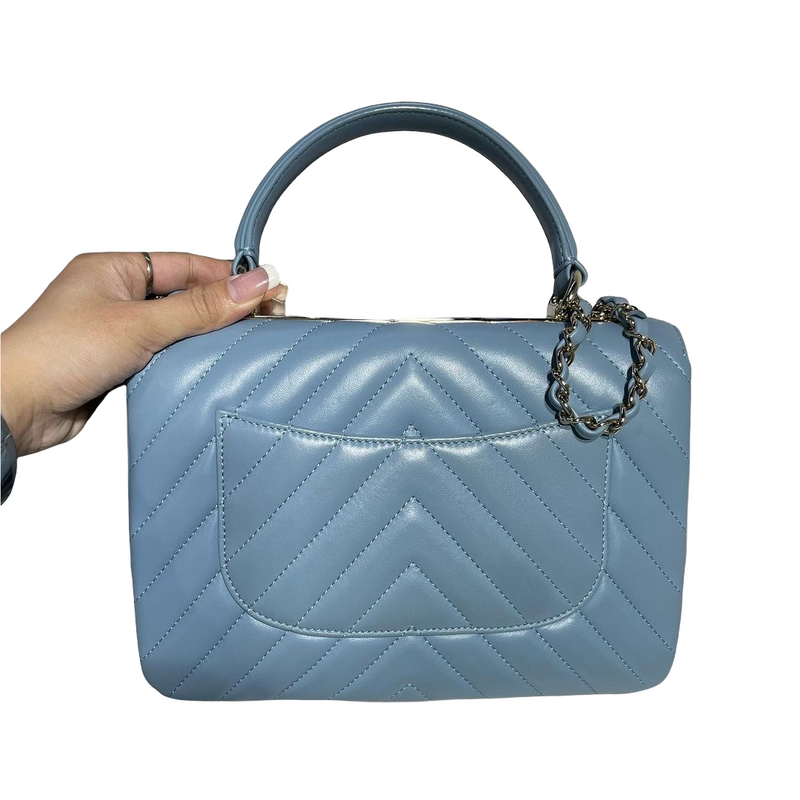 Chanel Trendy CC Chevron Small Blue Lambskin Gold Hardware