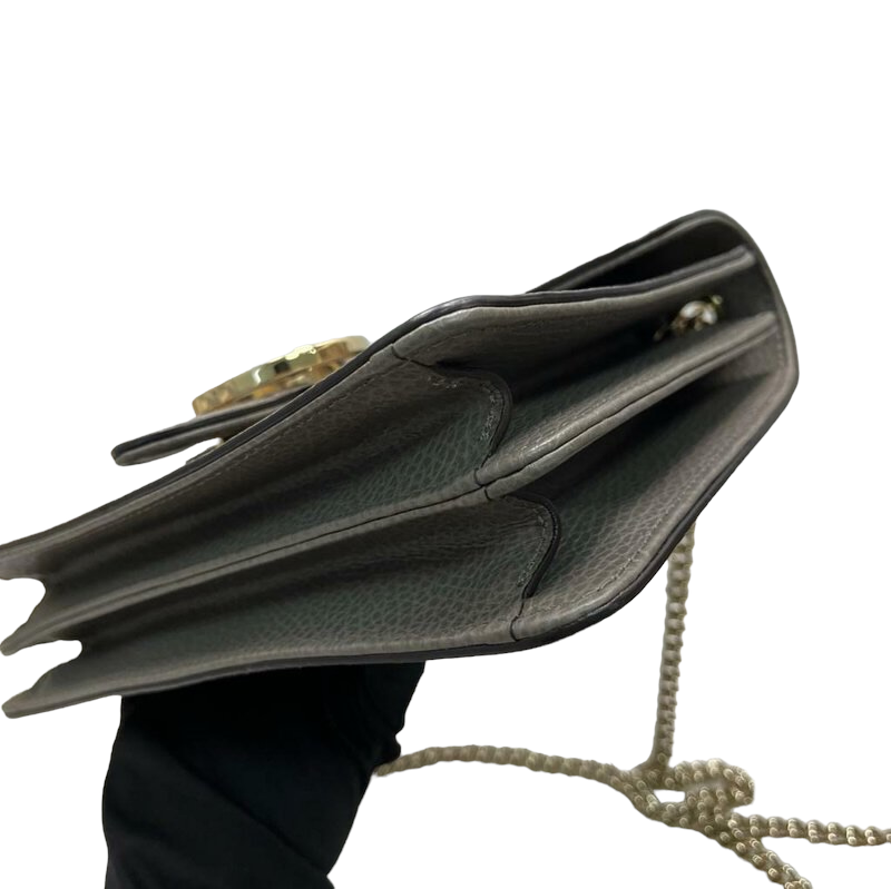 Small Interlocking GG Calfskin Grey GHW